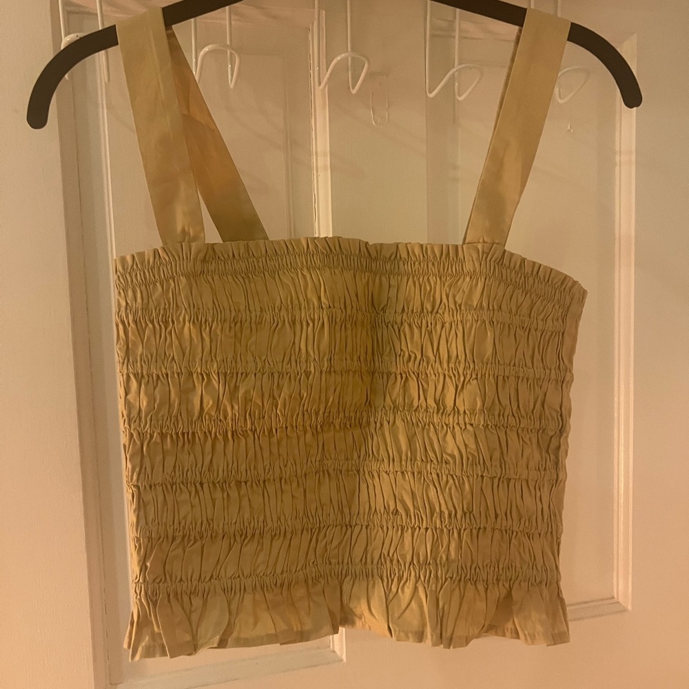 J. Crew Beige Smocked Top - Picture 2 of 4